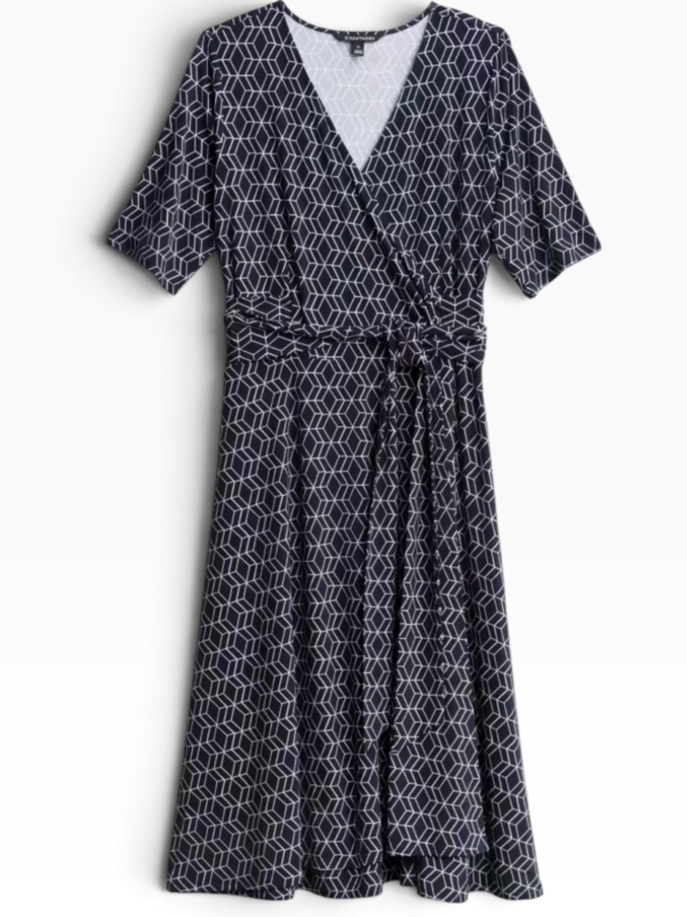 41 Hawthorn Navy and White Geometric Wrap Dress
